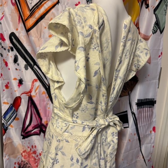 NWOT Reformation unlined pastel blue flowered country cotton smock pocket dress - Picture 7 of 16